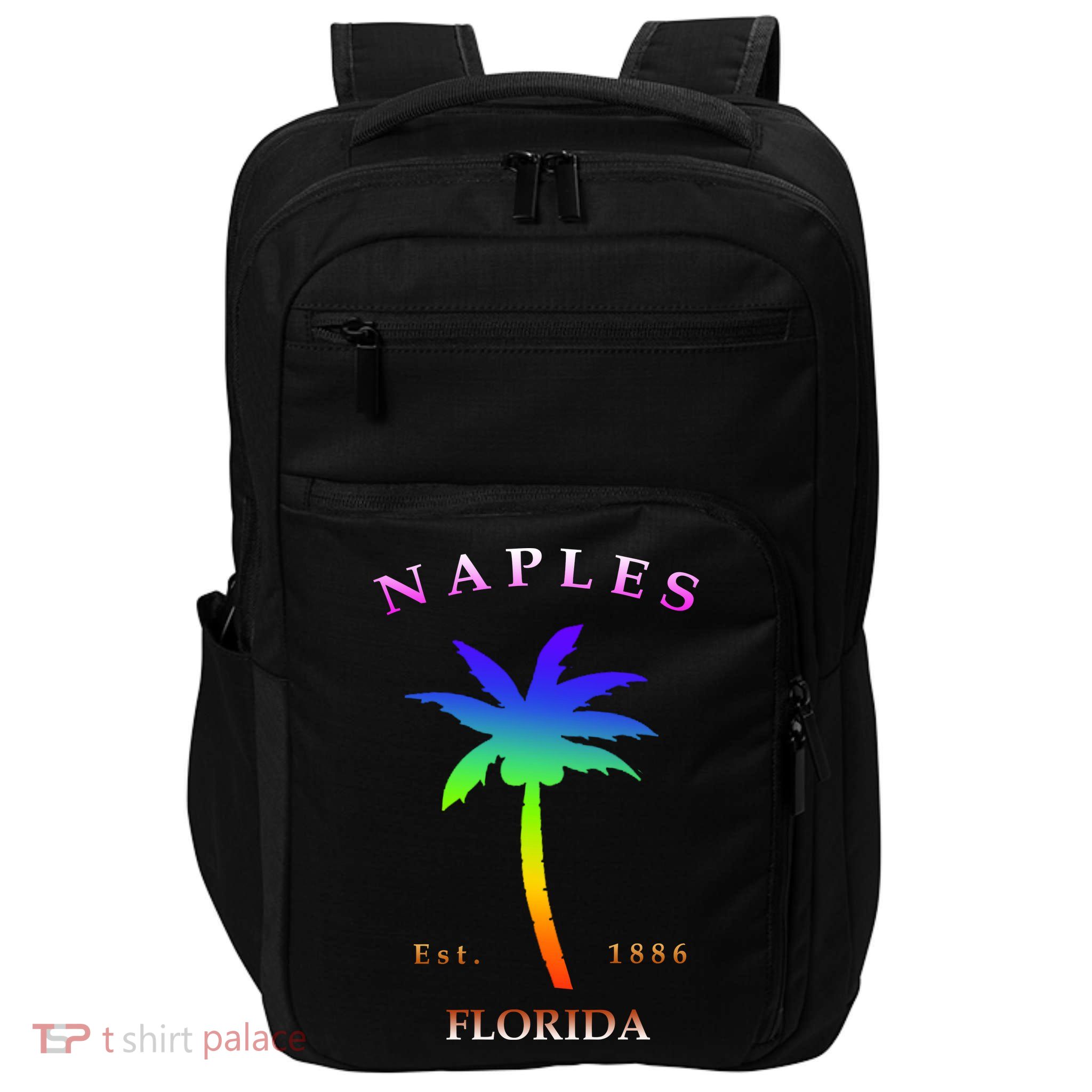 Retro Cool Original Naples Florida Beach Palm Tree Gift Impact Tech Backpack