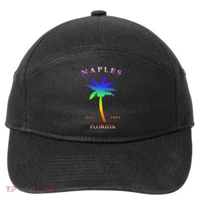 Retro Cool Original Naples Florida Beach Palm Tree Gift 7-Panel Snapback Hat