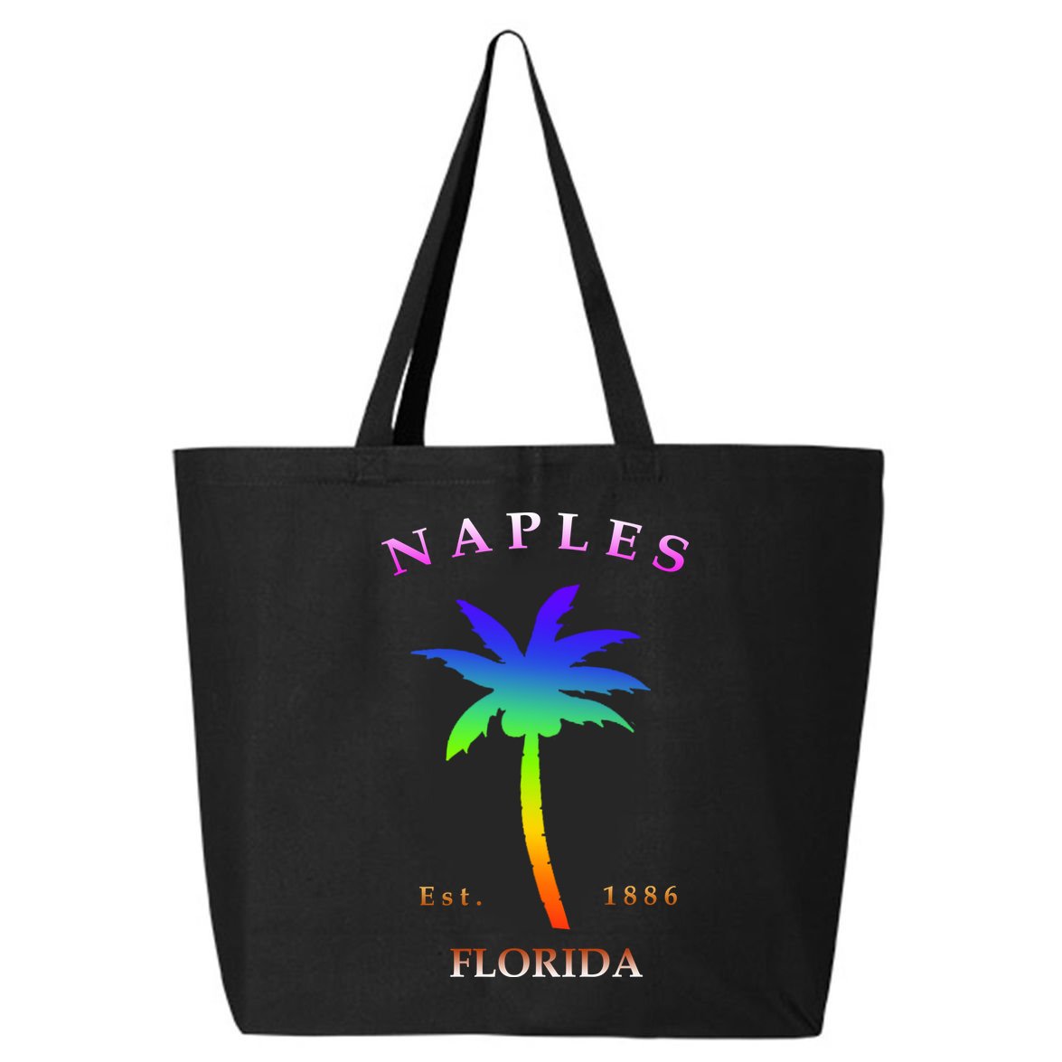 Retro Cool Original Naples Florida Beach Palm Tree Gift 25L Jumbo Tote