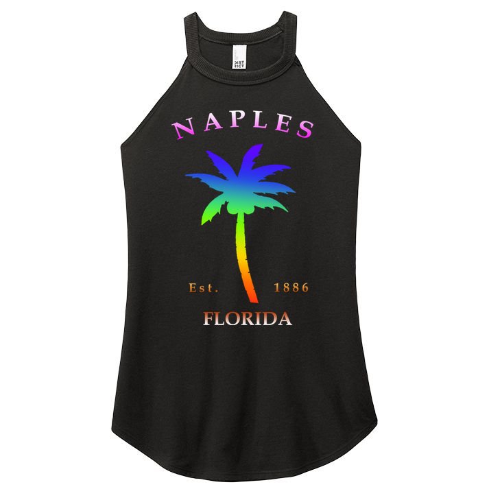 Retro Cool Original Naples Florida Beach Palm Tree Gift Women's Perfect Tri Rocker Tank
