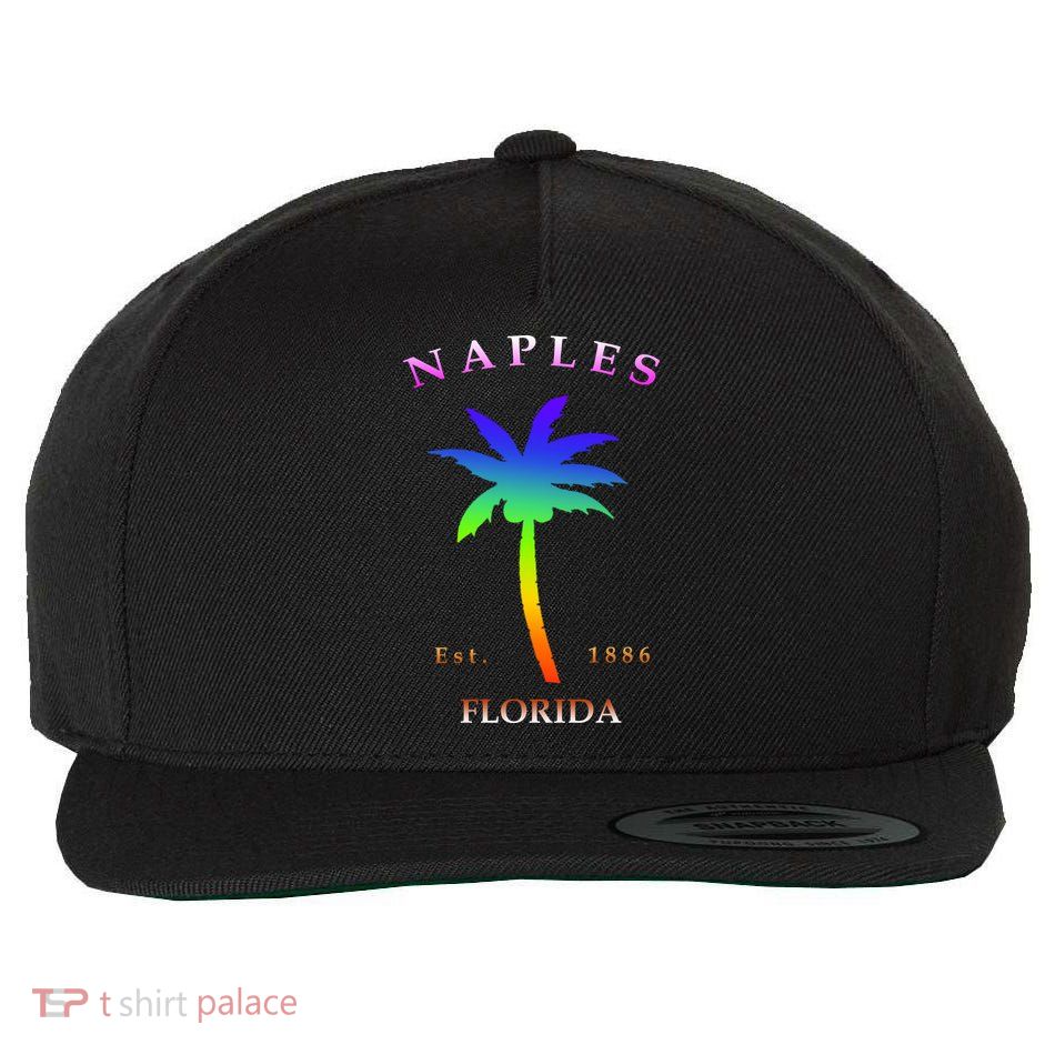 Retro Cool Original Naples Florida Beach Palm Tree Gift Wool Snapback Cap