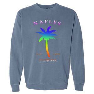 Retro Cool Original Naples Florida Beach Palm Tree Gift Garment-Dyed Sweatshirt