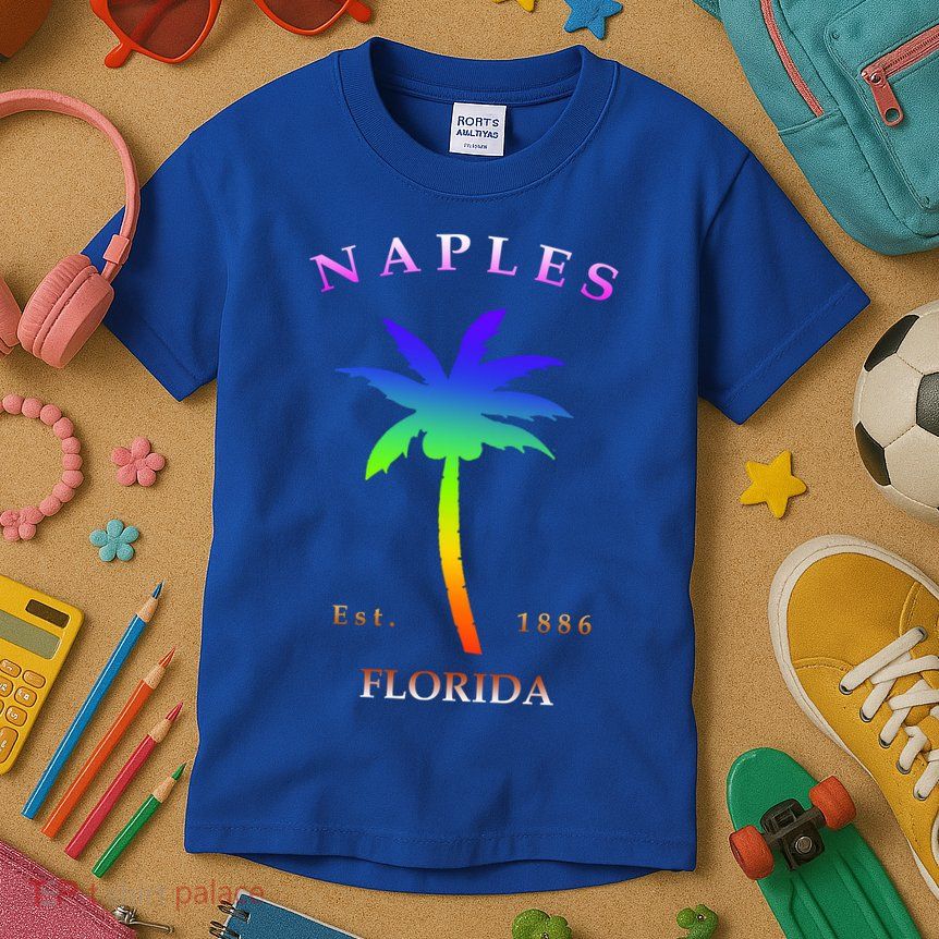 Retro Cool Original Naples Florida Beach Palm Tree Gift Kids T-Shirt