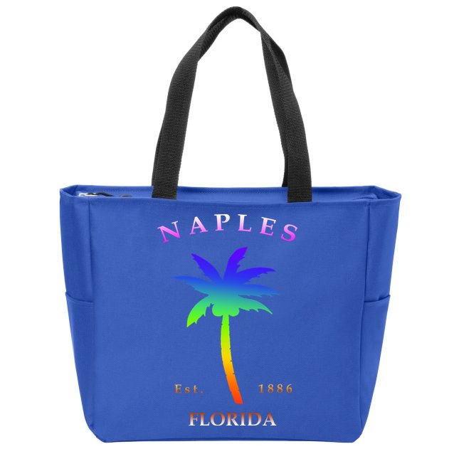 Retro Cool Original Naples Florida Beach Palm Tree Gift Zip Tote Bag