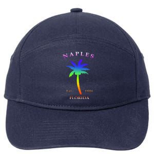 Retro Cool Original Naples Florida Beach Palm Tree Gift 7-Panel Snapback Hat