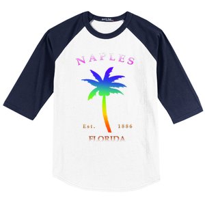 Retro Cool Original Naples Florida Beach Palm Tree Gift Baseball Sleeve Shirt