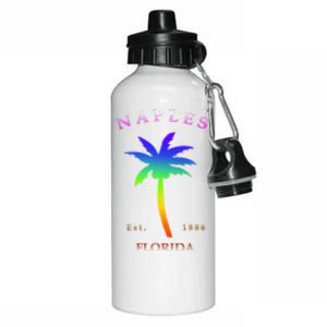 Retro Cool Original Naples Florida Beach Palm Tree Gift Aluminum Water Bottle