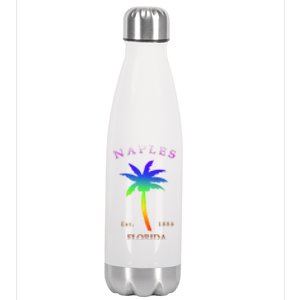 Retro Cool Original Naples Florida Beach Palm Tree Gift Stainless Steel Insulated Water Bottle