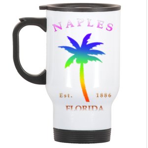 Retro Cool Original Naples Florida Beach Palm Tree Gift Stainless Steel Travel Mug