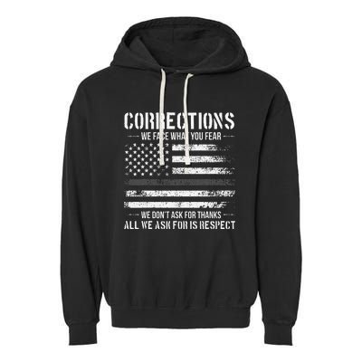 Respect Correctional Officer Proud Corrections Officer Garment-Dyed Fleece Hoodie