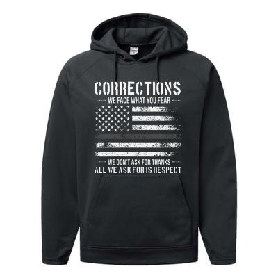 Respect Correctional Officer Proud Corrections Officer Performance Fleece Hoodie