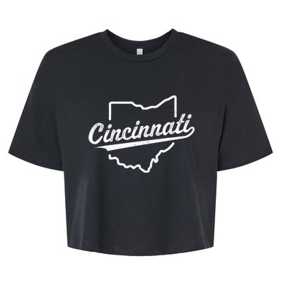 Retro Cincinnati Ohio 1788 Vintage Script Throwback Bella+Canvas Jersey Crop Tee