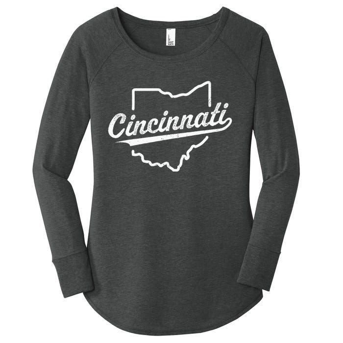 Retro Cincinnati Ohio 1788 Vintage Script Throwback Women's Perfect Tri Tunic Long Sleeve Shirt