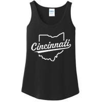 Retro Cincinnati Ohio 1788 Vintage Script Throwback Ladies Essential Tank