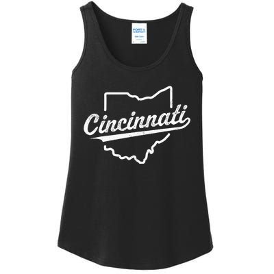 Retro Cincinnati Ohio 1788 Vintage Script Throwback Ladies Essential Tank