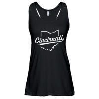 Retro Cincinnati Ohio 1788 Vintage Script Throwback Ladies Essential Flowy Tank