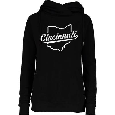 Retro Cincinnati Ohio 1788 Vintage Script Throwback Womens Funnel Neck Pullover Hood