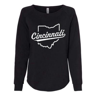 Retro Cincinnati Ohio 1788 Vintage Script Throwback Womens California Wash Sweatshirt