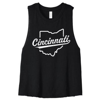 Retro Cincinnati Ohio 1788 Vintage Script Throwback Women's Racerback Cropped Tank