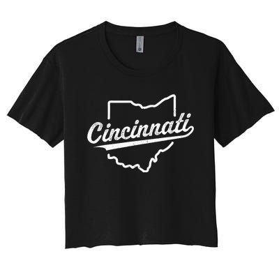 Retro Cincinnati Ohio 1788 Vintage Script Throwback Women's Crop Top Tee