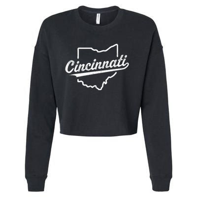 Retro Cincinnati Ohio 1788 Vintage Script Throwback Cropped Pullover Crew