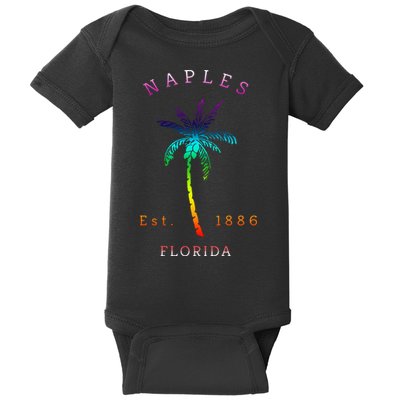 Retro Cool Original Naples Florida Beach Palm Tree Baby Bodysuit