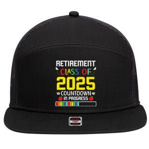 Retirement Class Of 2025 Count Down Progress Retired Teacher 7 Panel Mesh Trucker Snapback Hat