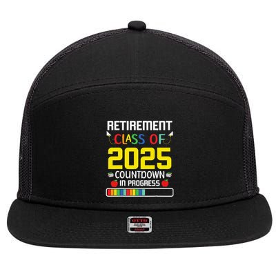 Retirement Class Of 2025 Count Down Progress Retired Teacher 7 Panel Mesh Trucker Snapback Hat