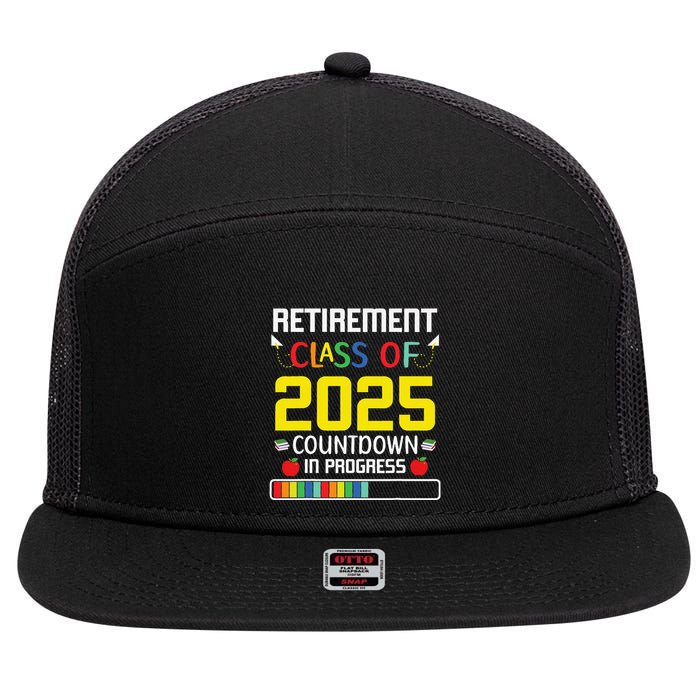 Retirement Class Of 2025 Count Down Progress Retired Teacher 7 Panel Mesh Trucker Snapback Hat