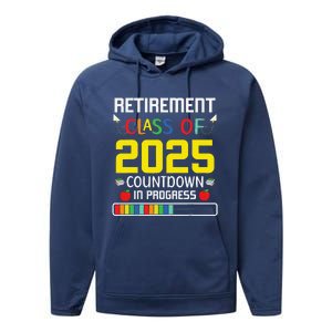 Retirement Class Of 2025 Count Down Progress Retired Teacher Performance Fleece Hoodie