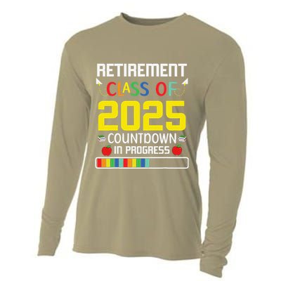 Retirement Class Of 2025 Count Down Progress Retired Teacher Cooling Performance Long Sleeve Crew