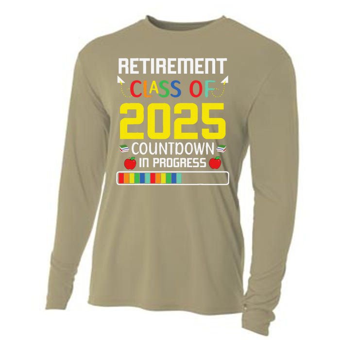 Retirement Class Of 2025 Count Down Progress Retired Teacher Cooling Performance Long Sleeve Crew