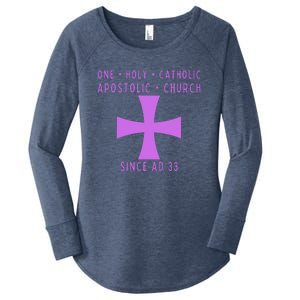 Roman Catholic One Holy Catholic Apostolic Church Women's Perfect Tri Tunic Long Sleeve Shirt