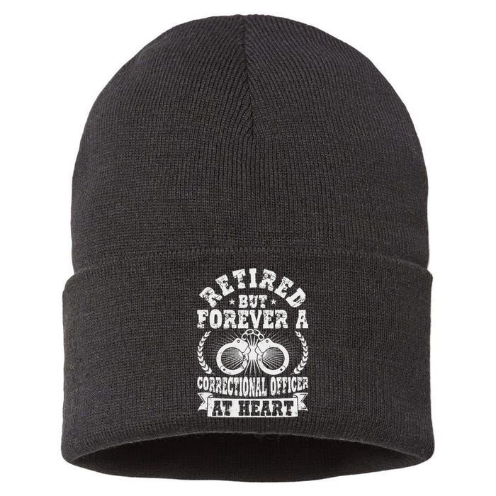 Retired Correctional Officer Apparel Best Officers Funny Sustainable Knit Beanie