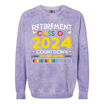 Retirement Class Of 2024 Countdown In Progress Funny Retired Colorblast Crewneck Sweatshirt