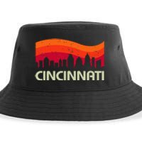 Retro Cincinnati Ohio City Skyline Vintage Travel Souvenir Sustainable Bucket Hat