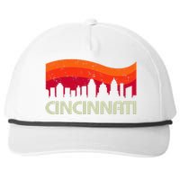 Retro Cincinnati Ohio City Skyline Vintage Travel Souvenir Snapback Five-Panel Rope Hat