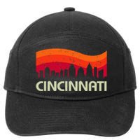 Retro Cincinnati Ohio City Skyline Vintage Travel Souvenir 7-Panel Snapback Hat