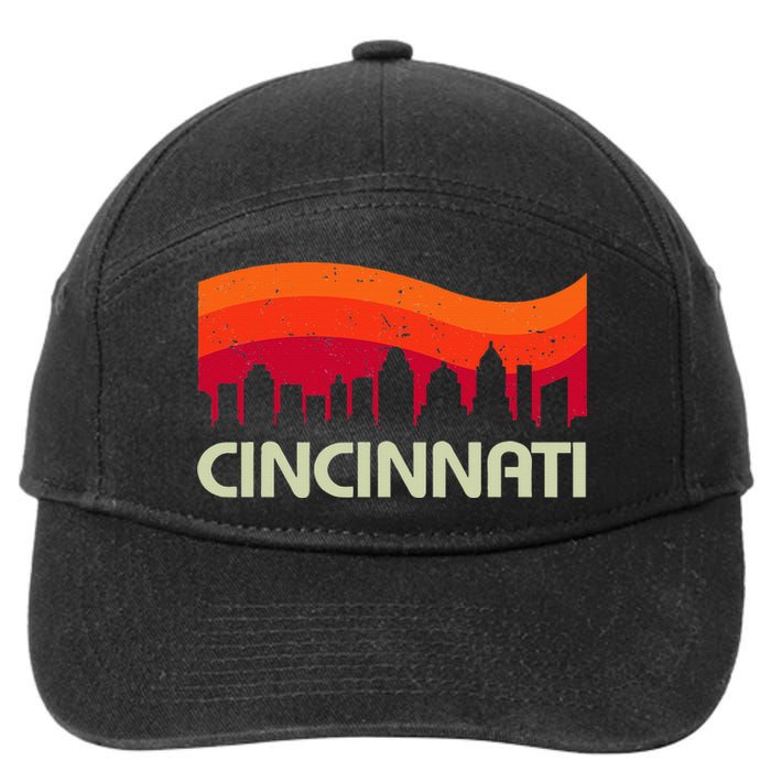 Retro Cincinnati Ohio City Skyline Vintage Travel Souvenir 7-Panel Snapback Hat