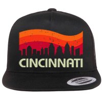 Retro Cincinnati Ohio City Skyline Vintage Travel Souvenir Flat Bill Trucker Hat