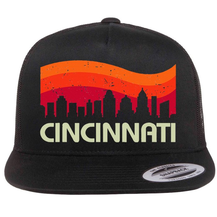 Retro Cincinnati Ohio City Skyline Vintage Travel Souvenir Flat Bill Trucker Hat