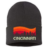 Retro Cincinnati Ohio City Skyline Vintage Travel Souvenir Sustainable Knit Beanie