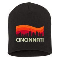 Retro Cincinnati Ohio City Skyline Vintage Travel Souvenir Short Acrylic Beanie