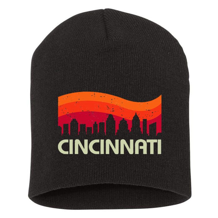 Retro Cincinnati Ohio City Skyline Vintage Travel Souvenir Short Acrylic Beanie