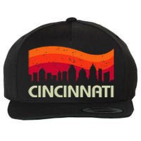 Retro Cincinnati Ohio City Skyline Vintage Travel Souvenir Wool Snapback Cap