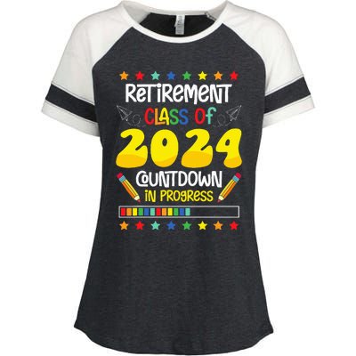 Retirement Class Of 2024 Countdown In Progress Funny Teacher Enza Ladies Jersey Colorblock Tee