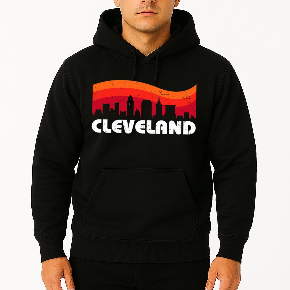 Retro Cleveland Ohio City Skyline Vintage CLE Souvenir Hoodie
