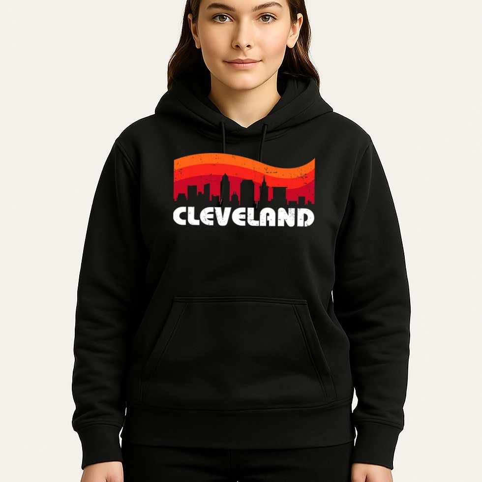 Retro Cleveland Ohio City Skyline Vintage CLE Souvenir Hoodie