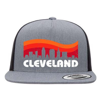 Retro Cleveland Ohio City Skyline Vintage CLE Souvenir Flat Bill Trucker Hat