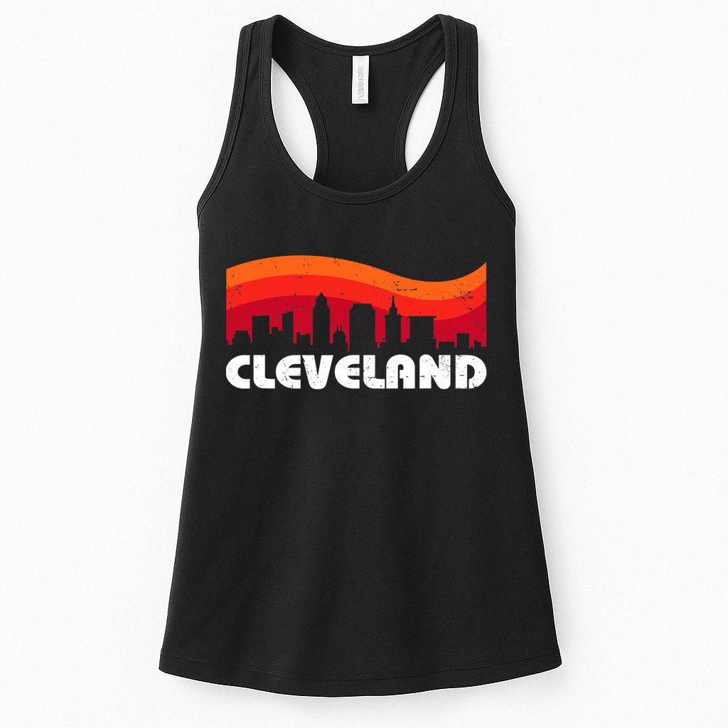 Retro Cleveland Ohio City Skyline Vintage CLE Souvenir Womens Tank Top